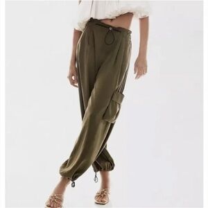 Anthropologie Bungee Parachute Pants Womens XS Cargo Pocket Drawstring OB1725438